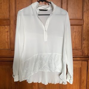 Zara white blouse with lace work